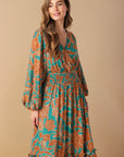 FLEETING FAUNA WOVEN MAXI DRESS