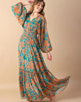 FLEETING FAUNA WOVEN MAXI DRESS