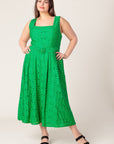 DAFFODILS & DAYDREAMS WOVEN LACE MIDI DRESS