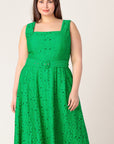 DAFFODILS & DAYDREAMS WOVEN LACE MIDI DRESS