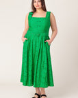 DAFFODILS & DAYDREAMS WOVEN LACE MIDI DRESS