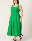 DAFFODILS & DAYDREAMS WOVEN LACE MIDI DRESS