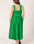 DAFFODILS & DAYDREAMS WOVEN LACE MIDI DRESS