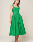 DAFFODILS & DAYDREAMS WOVEN LACE MIDI DRESS