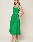 DAFFODILS & DAYDREAMS WOVEN LACE MIDI DRESS