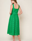 DAFFODILS & DAYDREAMS WOVEN LACE MIDI DRESS