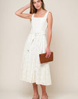 DAFFODILS & DAYDREAMS WOVEN LACE MIDI DRESS
