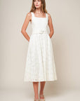 DAFFODILS & DAYDREAMS WOVEN LACE MIDI DRESS