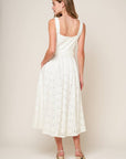 DAFFODILS & DAYDREAMS WOVEN LACE MIDI DRESS