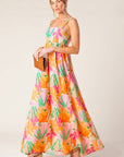 BON VOYAGE PINK ORANGE WOVEN MAXI DRESS