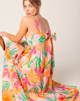 BON VOYAGE PINK ORANGE WOVEN MAXI DRESS