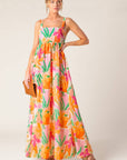 BON VOYAGE PINK ORANGE WOVEN MAXI DRESS