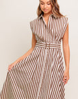 BISTRO STRIPE WOVEN MIDI DRESS