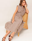 BISTRO STRIPE WOVEN MIDI DRESS