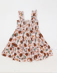 Pink Highland Cow Shirred Dress