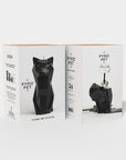 Pyropet Black Cat Candle with skeleton inside. Nordic Noir