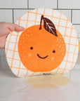 Fruit Face Orange Round Dishcloth