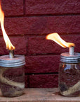 Tiki Torch Oil Lamp Lid in Galvanized Metal for Mason Jars