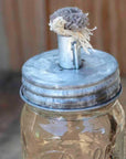 Tiki Torch Oil Lamp Lid in Galvanized Metal for Mason Jars