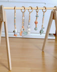 Montessori Baby Gym & Hanging Toys Set | Wooden Play Gym for Babies