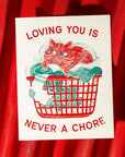 Bromstad Printing Co. - Never a Chore Cat - Risograph Greeting Card