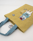 Kusuguru Japan Cat & French Bulldog Embroidered Tote Bag - Y