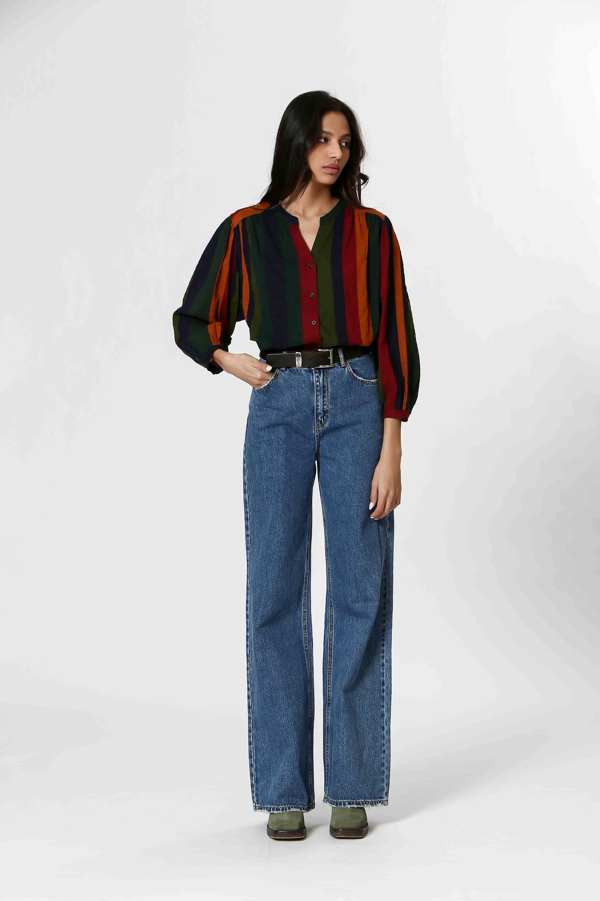 Ladies Long Sleeve Button Down Blouse