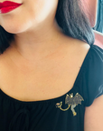 Bat Lady and Her Wingman glittery enamel pin