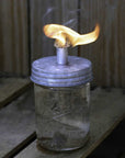 Tiki Torch Oil Lamp Lid in Galvanized Metal for Mason Jars