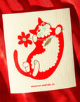Flower Cat - Swedish Dishcloth