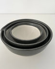 fort & field - 3 sizes of nestling mortars neutral charcoal ceramic pottery