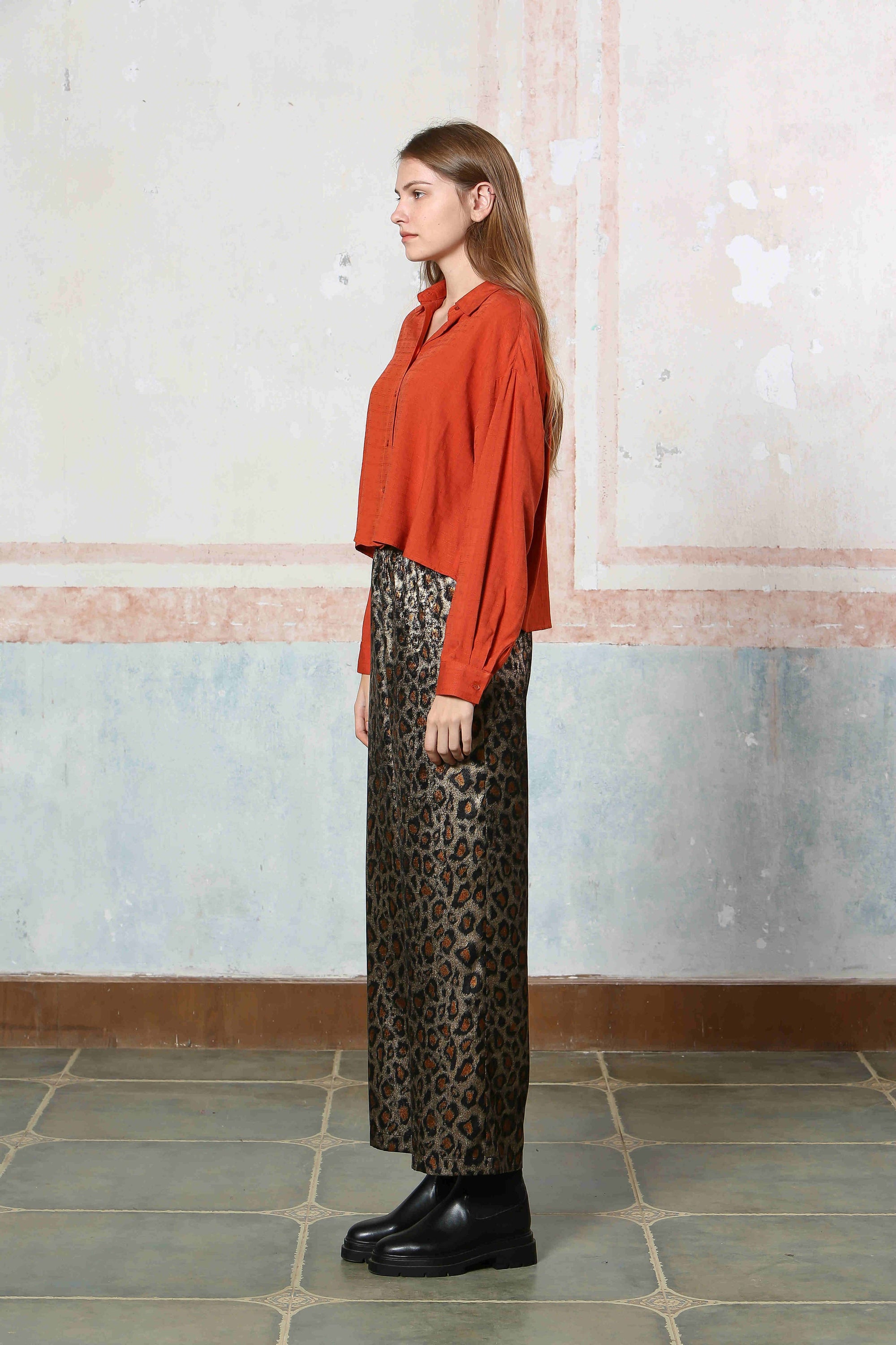 Ladies Animal Print Wide Leg Pants