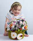 Easter Decor - Felt Easter Basket with Daisies and Ladybugs