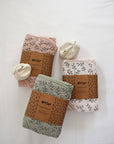 Terry hooded baby bath towel Powder, leaf embroided hood