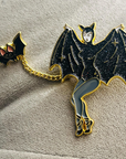 Bat Lady and Her Wingman glittery enamel pin