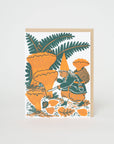 Mushroom Picking Gnome Letterpress Greeting Card by Phoebe Wahl