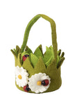Easter Decor - Felt Easter Basket with Daisies and Ladybugs