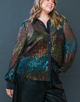 CAUSE A COMMOTION SEQUIN BLOUSE