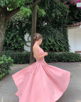CAUGHT IN THE RAIN PINK WOVEN MIDI DRESS