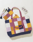 Checkered Canvas Tote Bag - Lilac