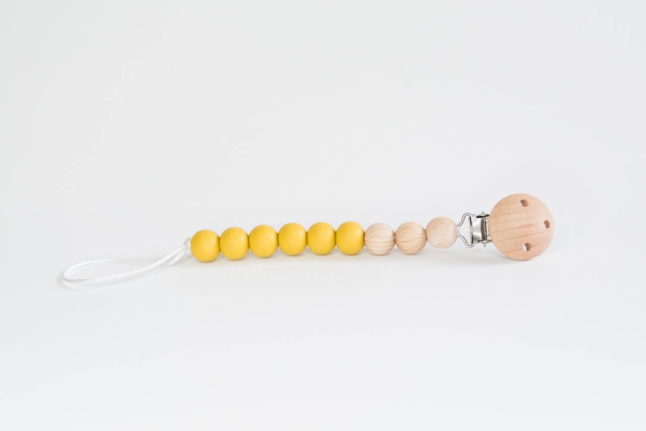 Beaded Wooden &amp; Silicone Pacifier Clip