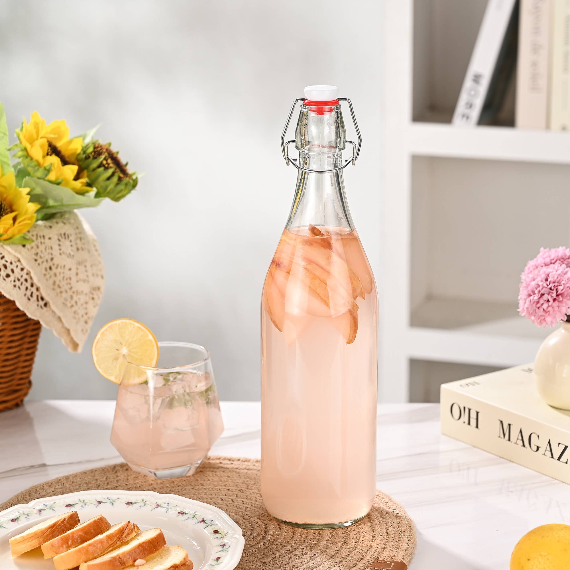 Fox Run Flip Top Glass Bottle, 1 Liter Air Tight Bottle