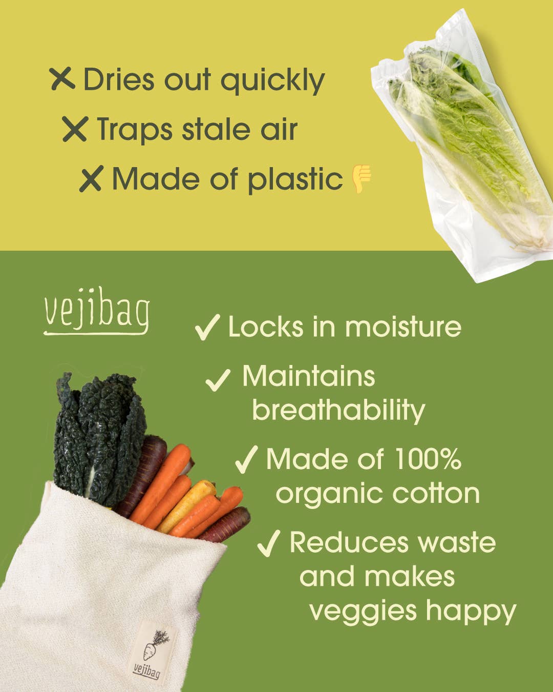 EXTRA LARGE Reusable Vegetable Storage Bag for the Fridge