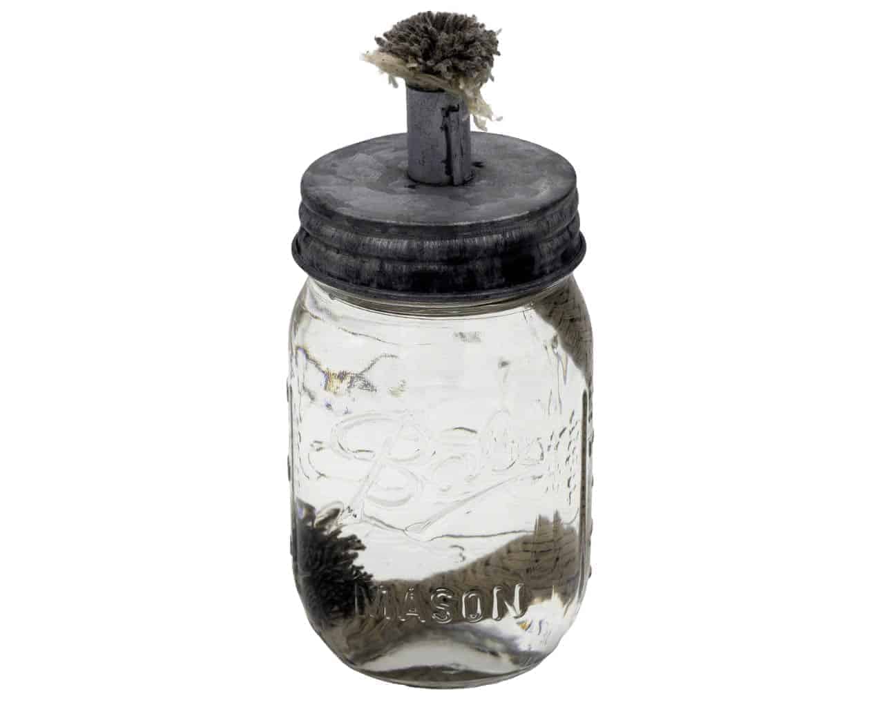 Tiki Torch Oil Lamp Lid in Galvanized Metal for Mason Jars