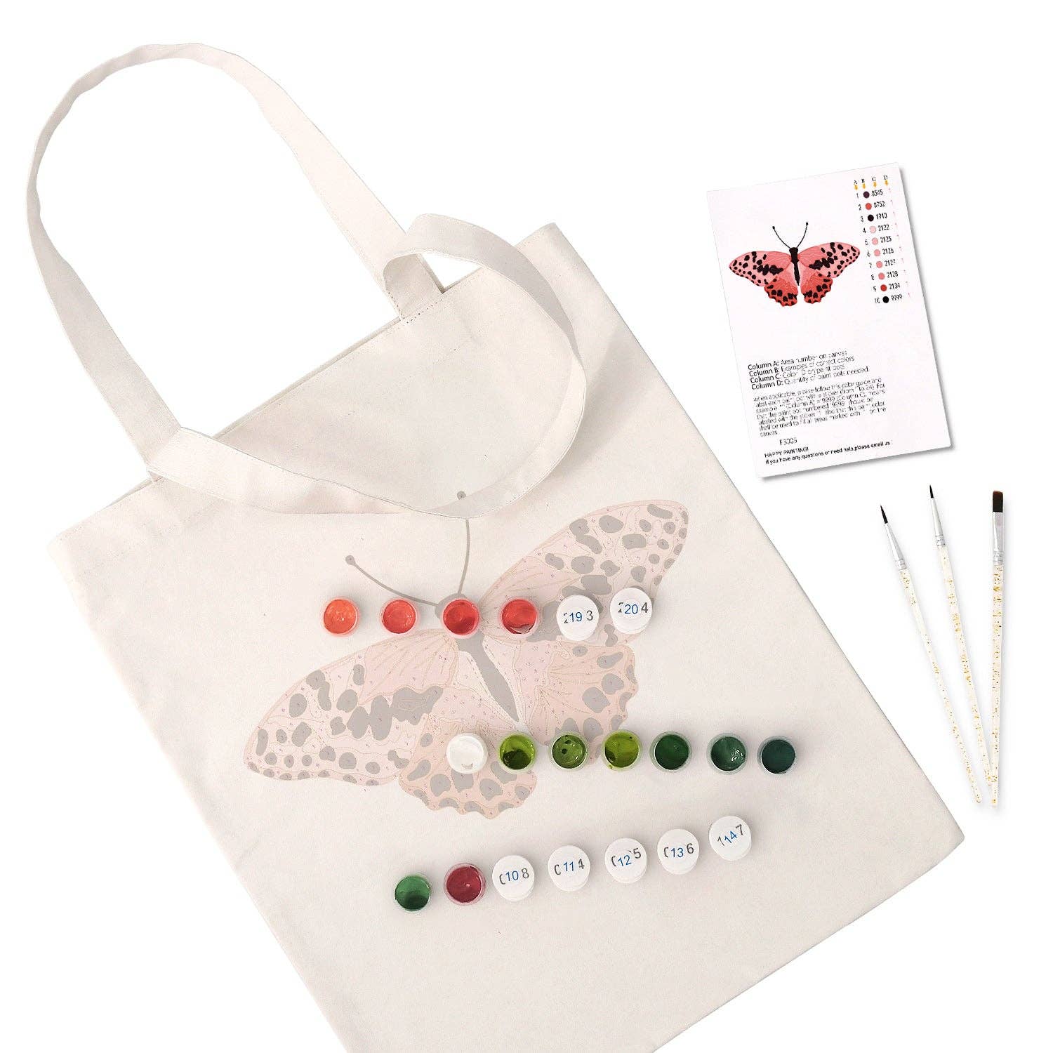 Paint Your Numbers - Blush Flutter Tote – Pink Butterfly Edition Paint by Numbers Kit