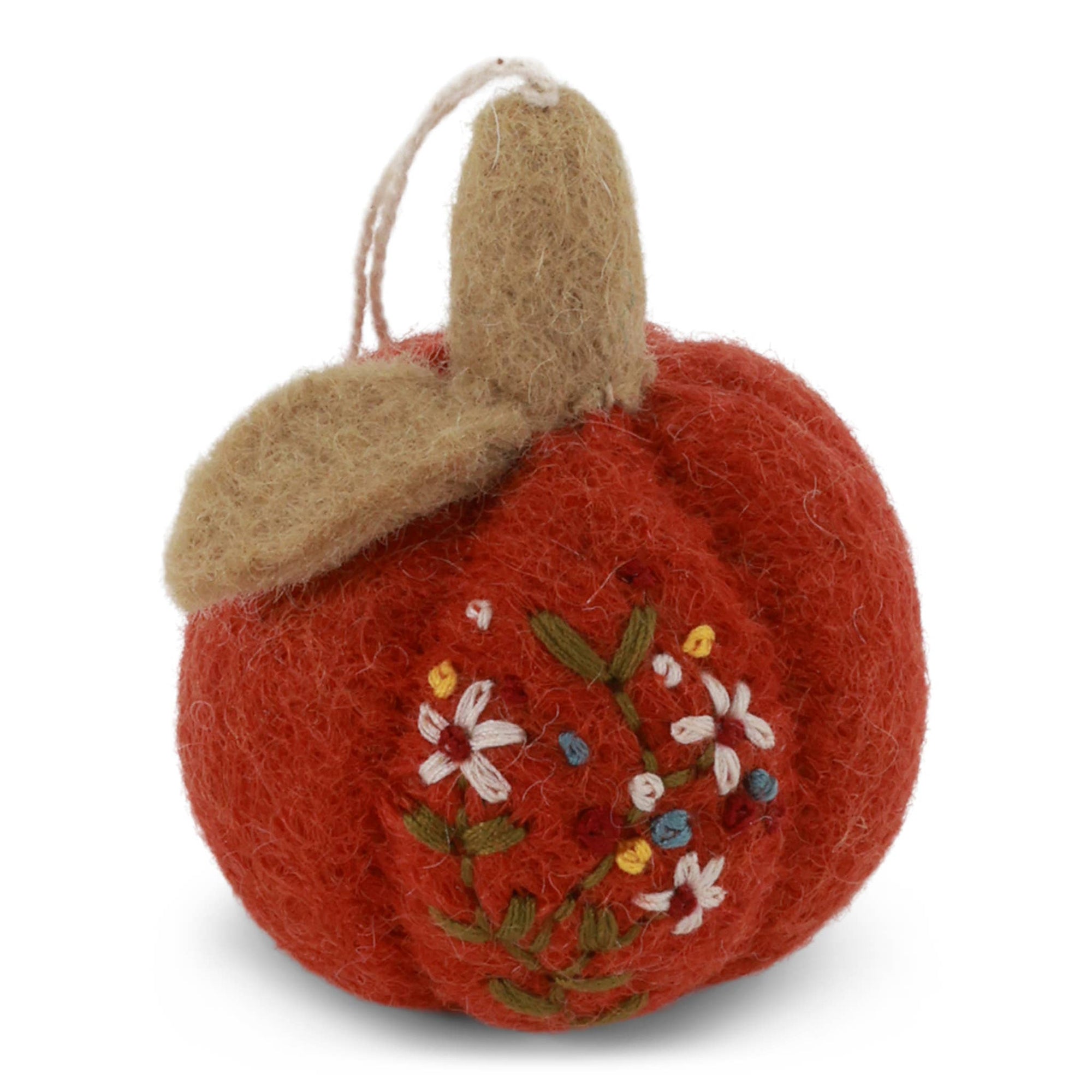 Pumpkin w/Embroidery - Rusty Red
