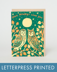 Egg Press Manufacturing - Owl Love Mini Letterpress Greeting Card by Phoebe Wahl