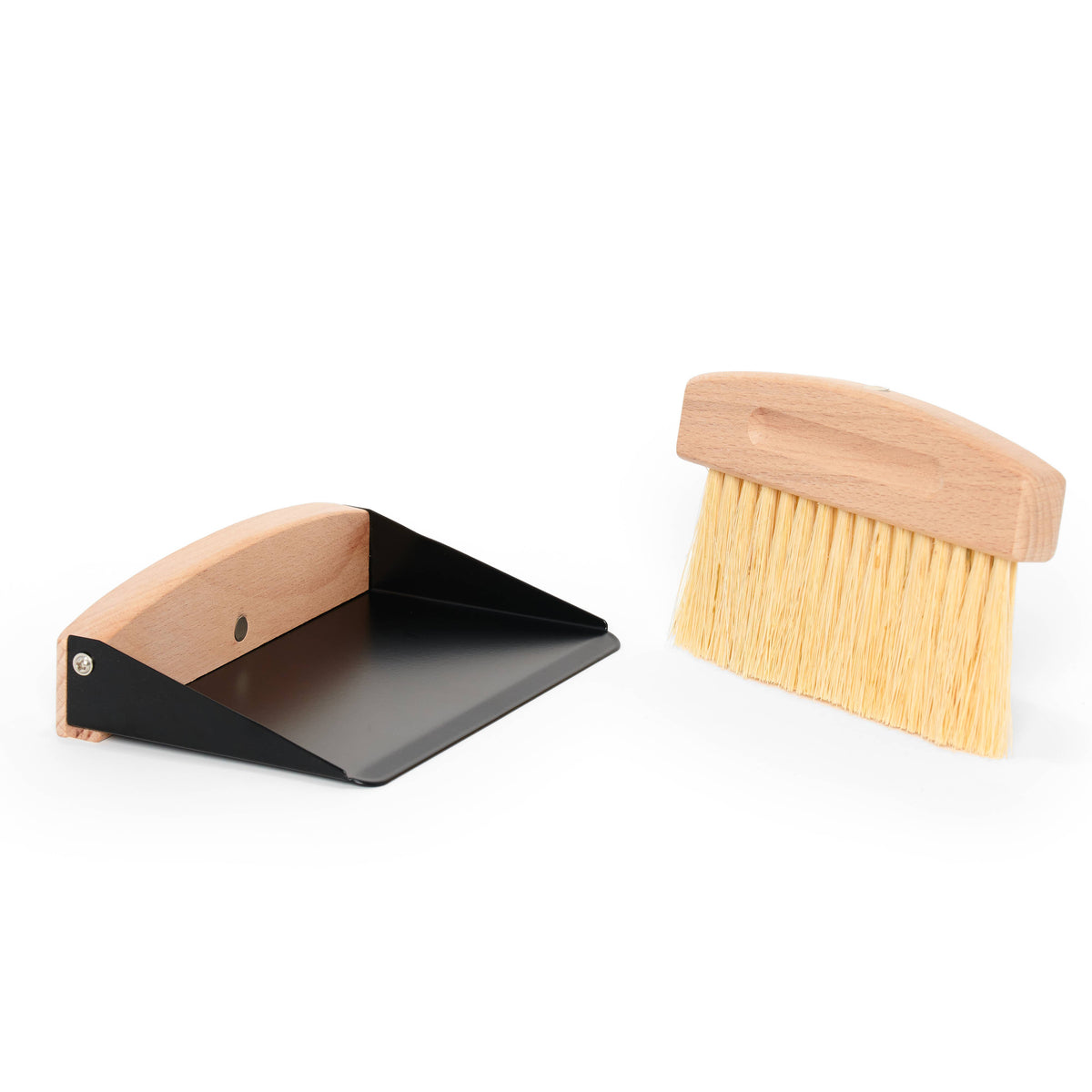Wood Broom and Metal Dustpan Set