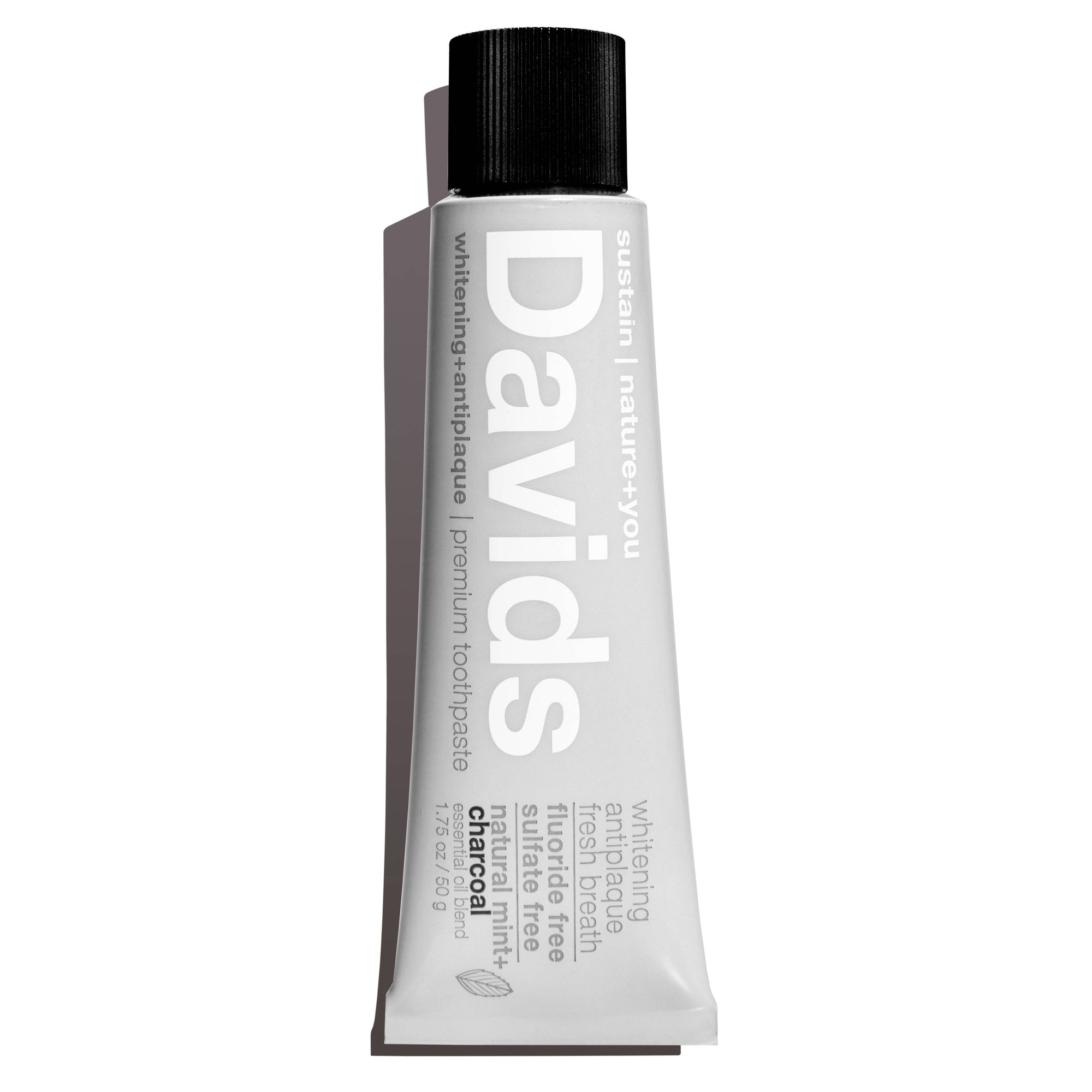 Davids travel size premium toothpaste  /  charcoal+peppermin