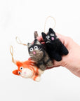 The Winding Road - Ornament - Little Felt Cats - 5 Assorted Pieces